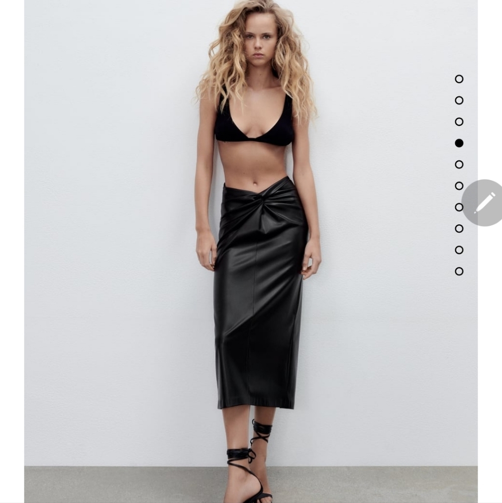 Zara faux leather midi skirt
